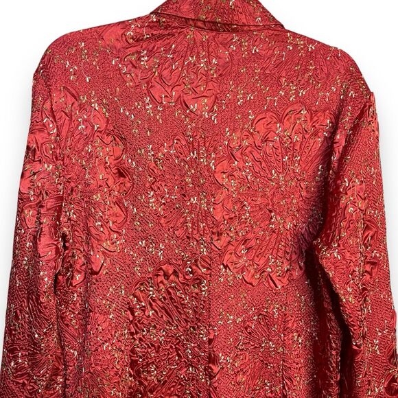 Savvy By Rafael Button Up Shirt Women's Large Pink Embroidered Floral Retro Boho - Picture 4 of 9